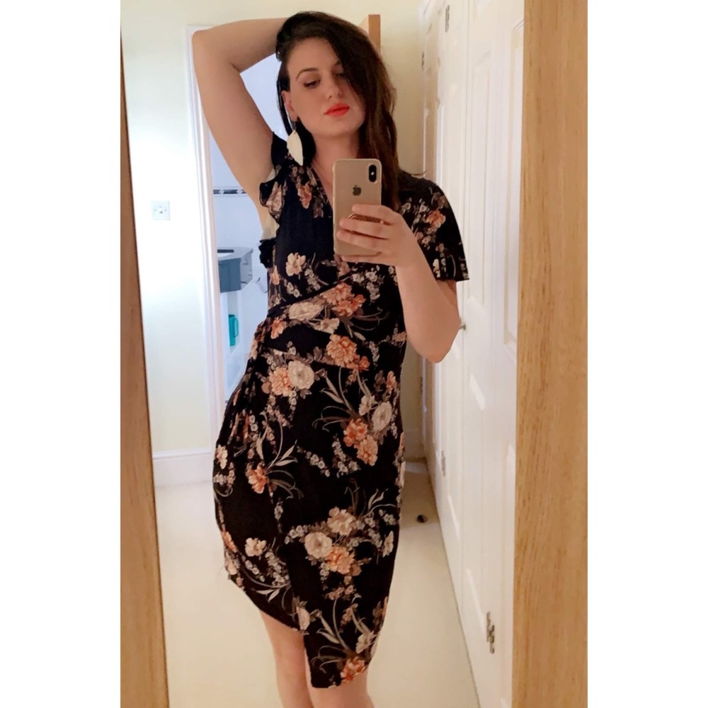 Cara Mia Milan 90s Floral Dress | Faux wrap dress | Size 12